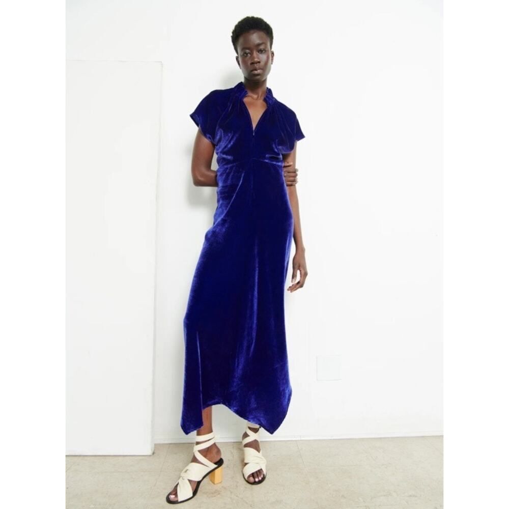 the Zero + Maria Cornejo Long Miu Dress in royal blue velvet 0